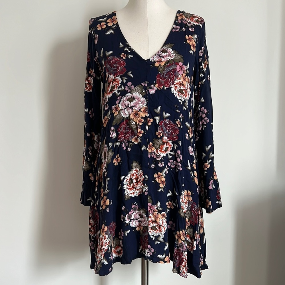 francesca’s Blue Rain Boho Floral Dress